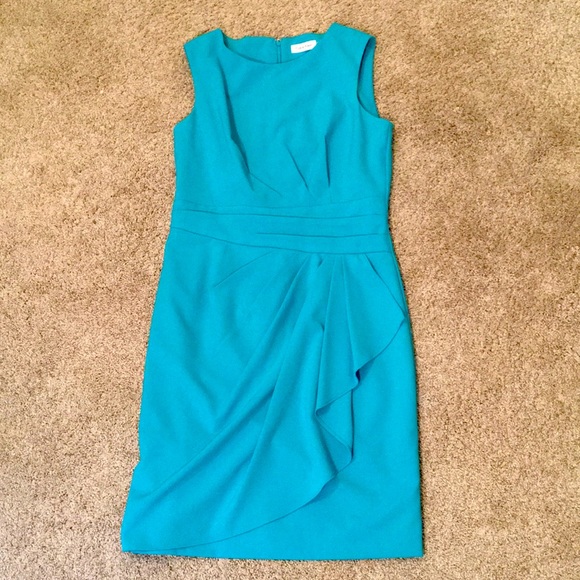 Calvin Klein sheath dress with faux wrap detail. Fully lined.  Size 8. Worn once - Picture 1 of 9